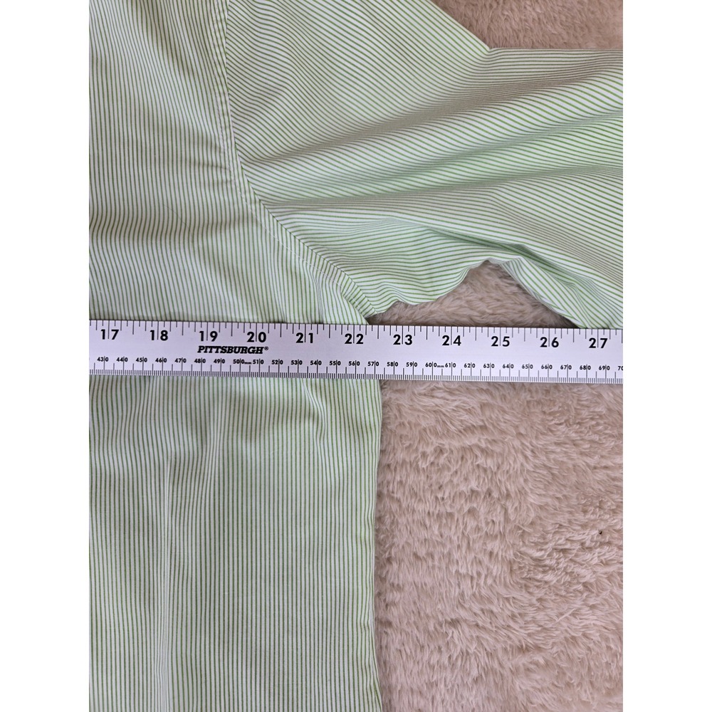 Vtg Tia Designs Green White Striped Button Down Shirt Clover Rhinestone Womens L - Picture 5 of 9